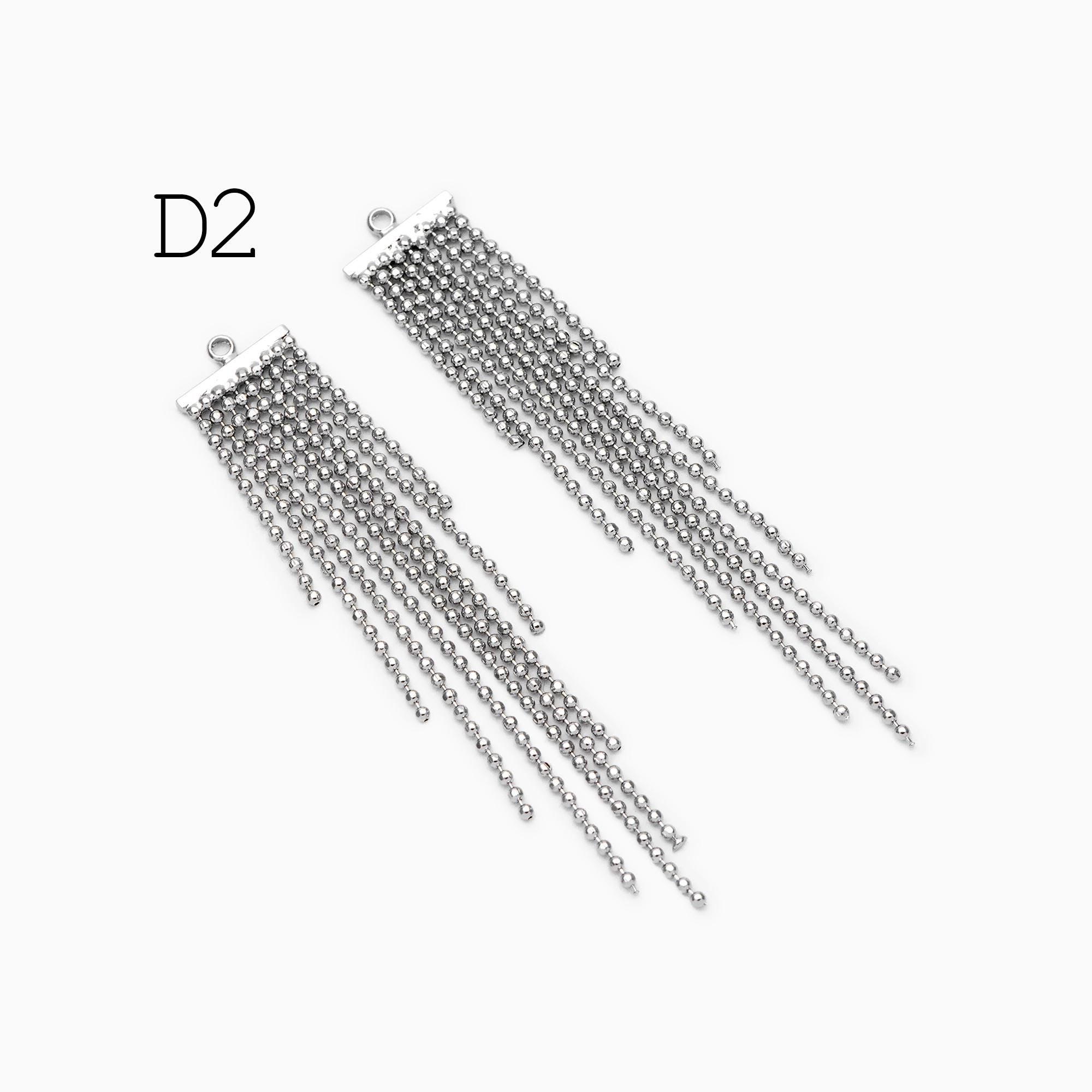 4pcs Gold/ Silver Tone Chain Long Tassels, 18K Gold/ Rhodium plated Brass Tassel, Earring Charm Pendants (GB-945)